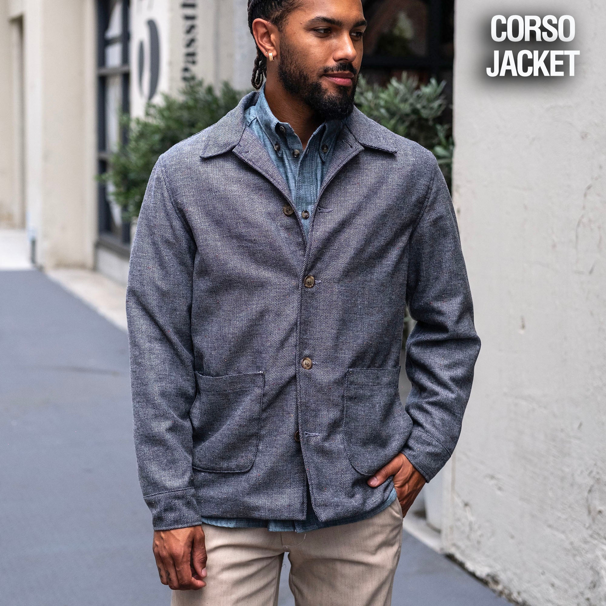 Custom Doyle, Sinclair & Corso Jackets Storm Grey Sashiko