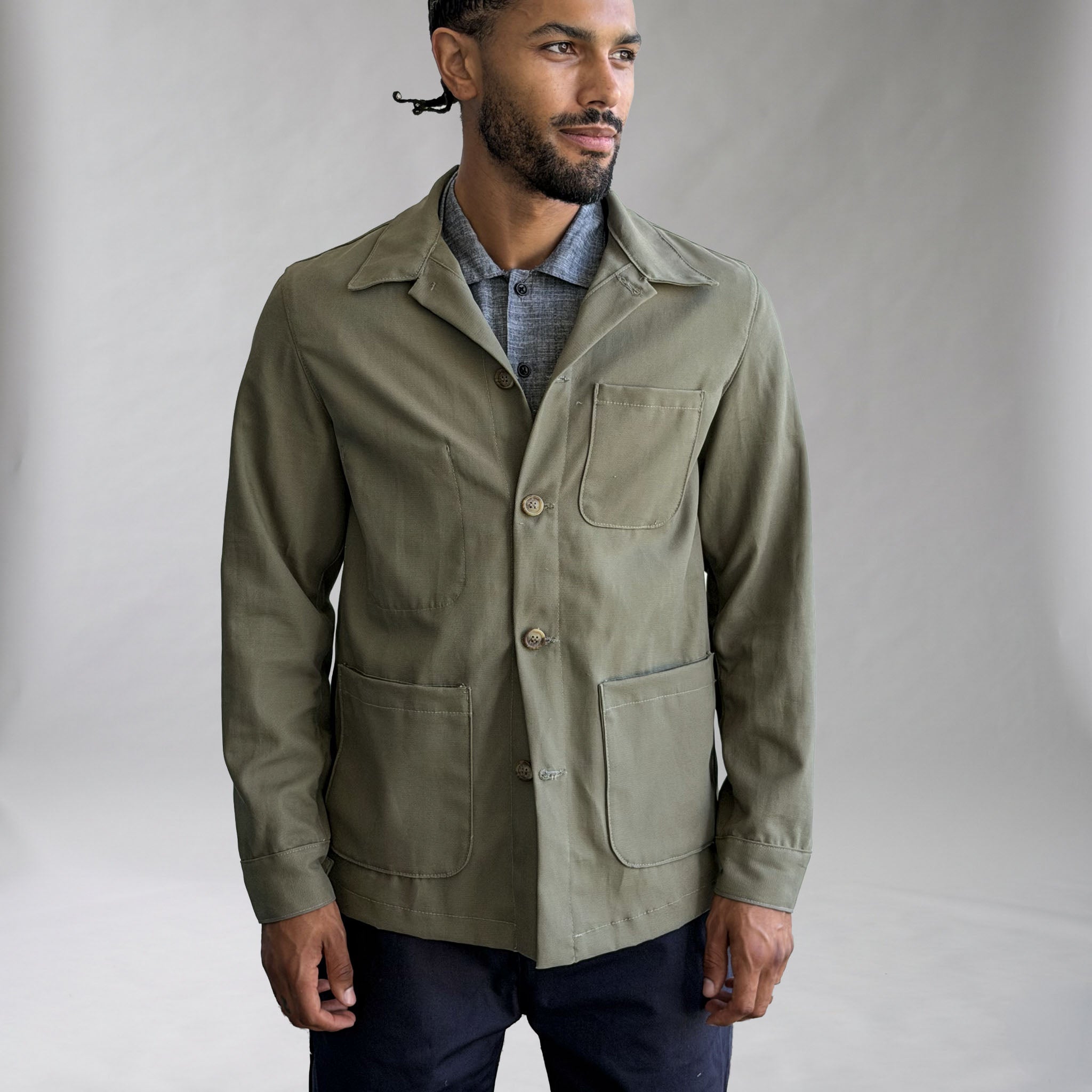 Doyle Jacket Sage Cotton Canvas