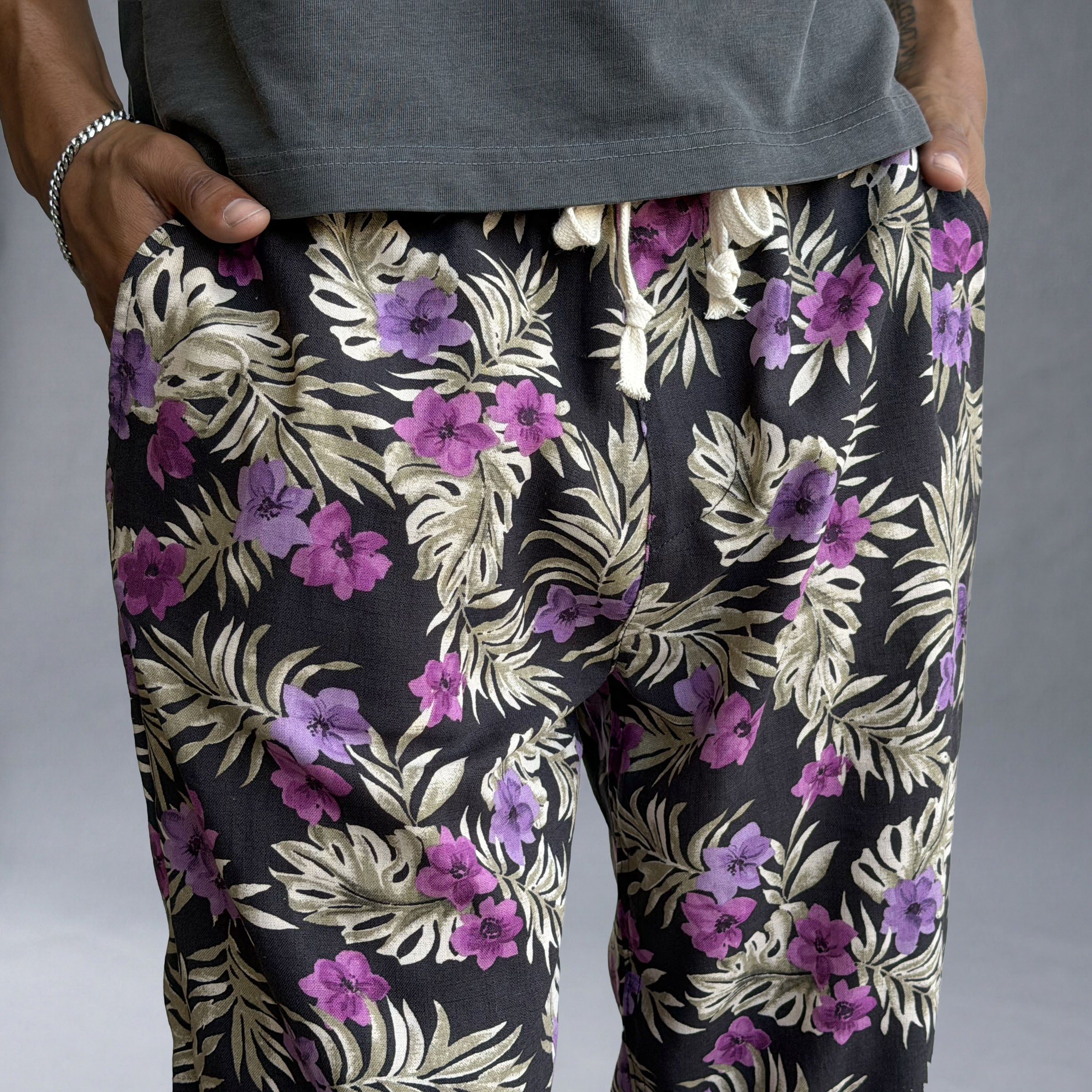 Laidback Pant Midnight Tiki Linen (Size Large)