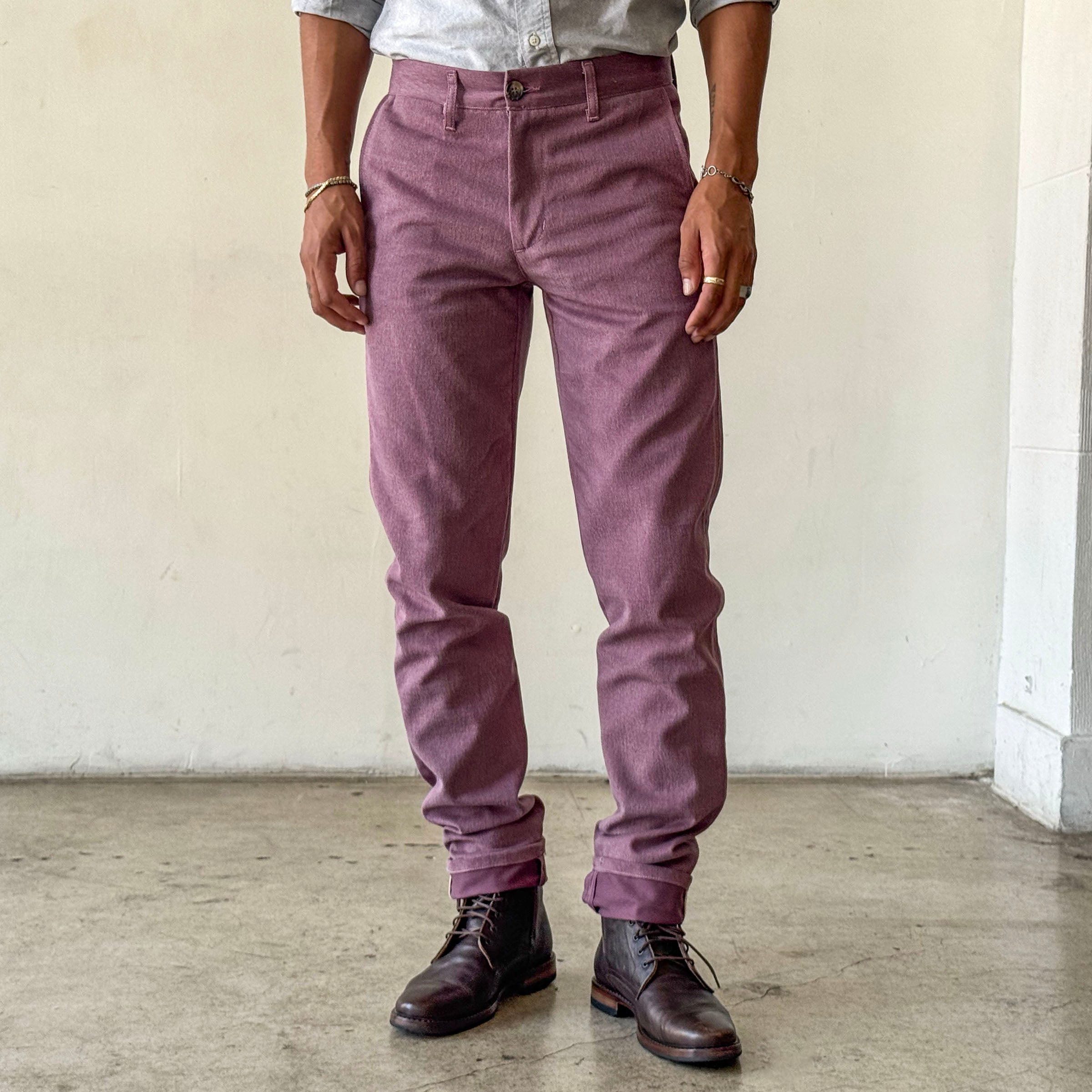 Rivet Chino Dusty Rose 11oz Brushed Cavalry Twill Sz 33