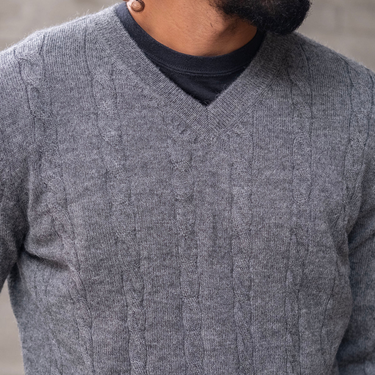 Alpaca Cableknit V-Neck Sweaters