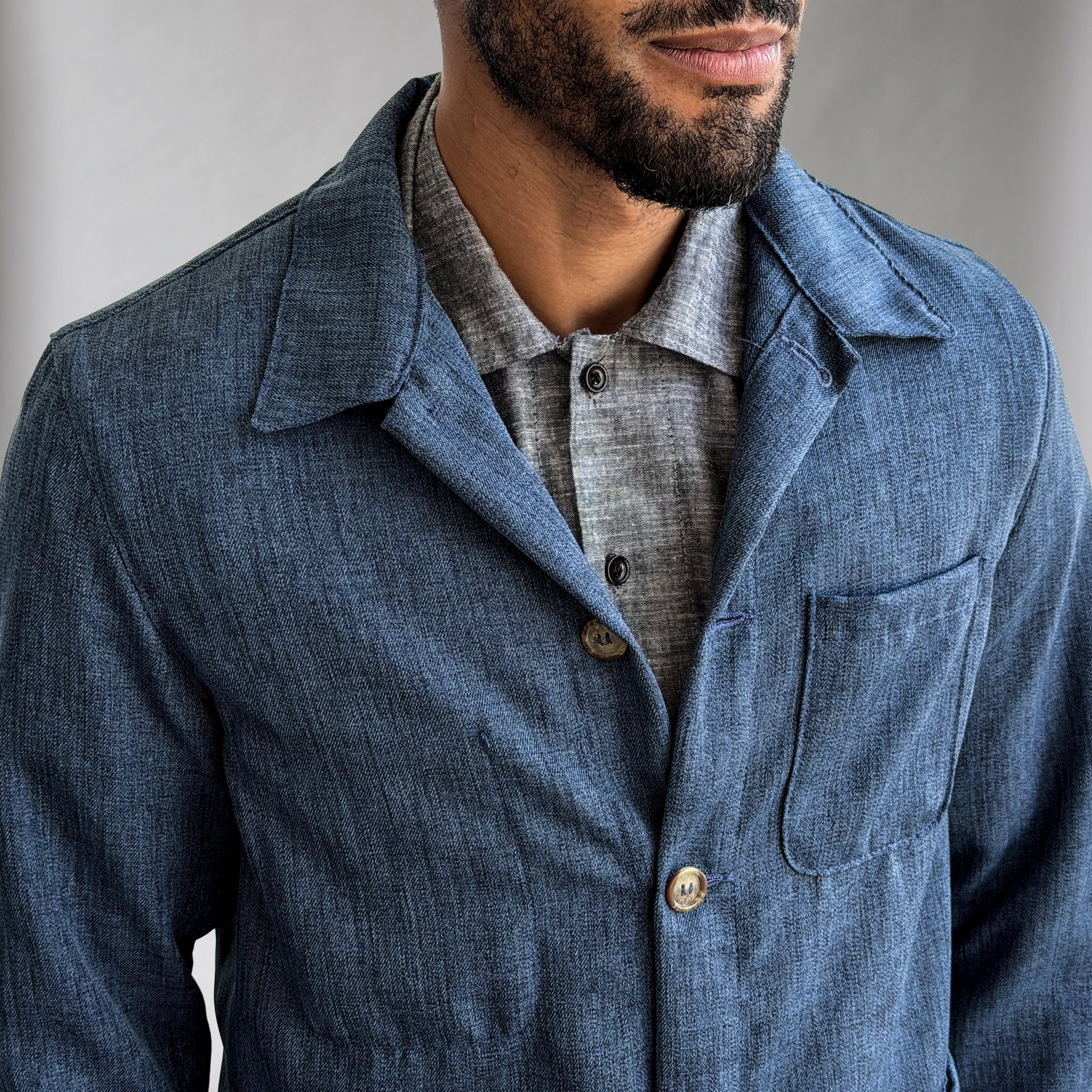 Doyle Jacket Dusty Indigo Wool-Silk