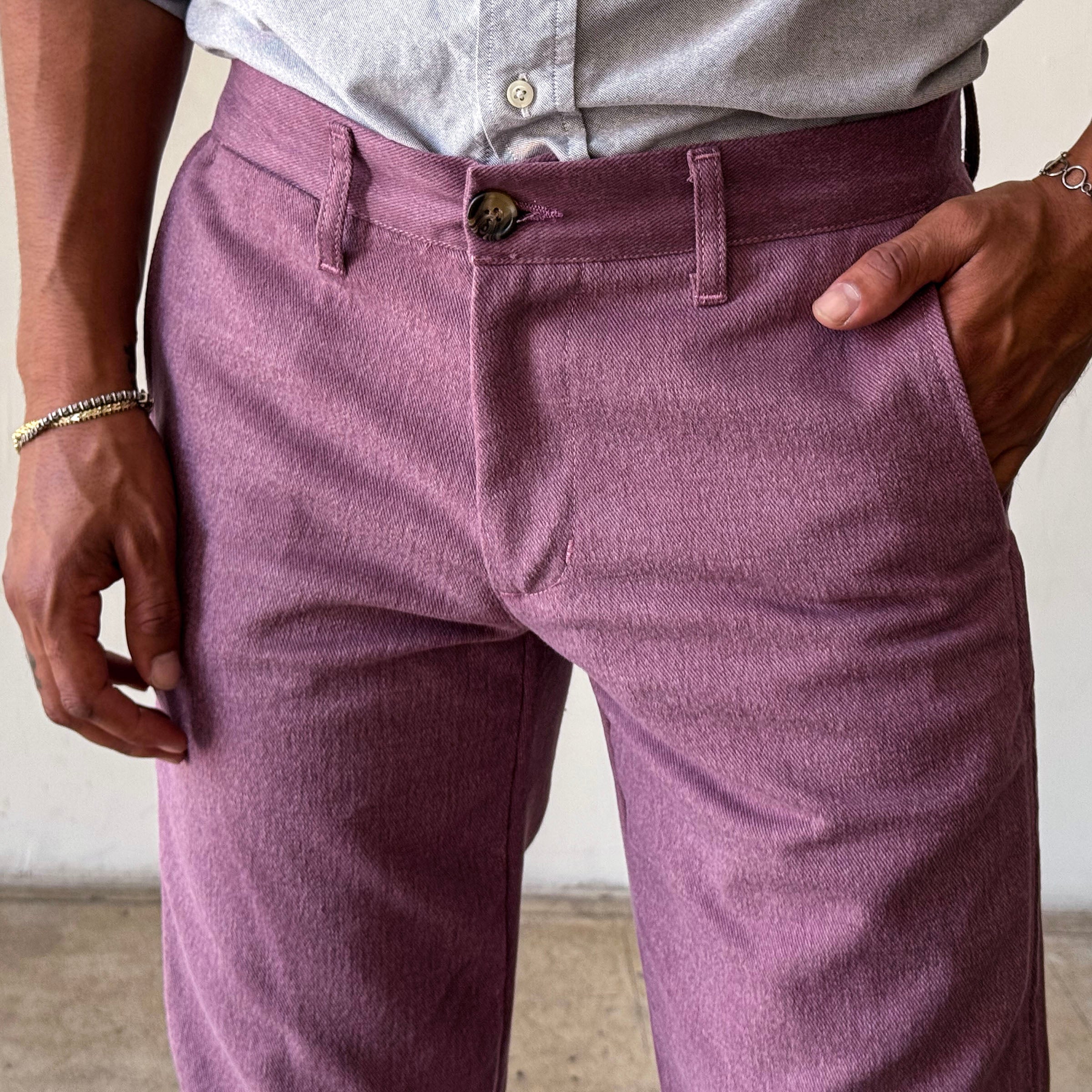 Rivet Chino Dusty Rose 11oz Brushed Cavalry Twill Sz 33