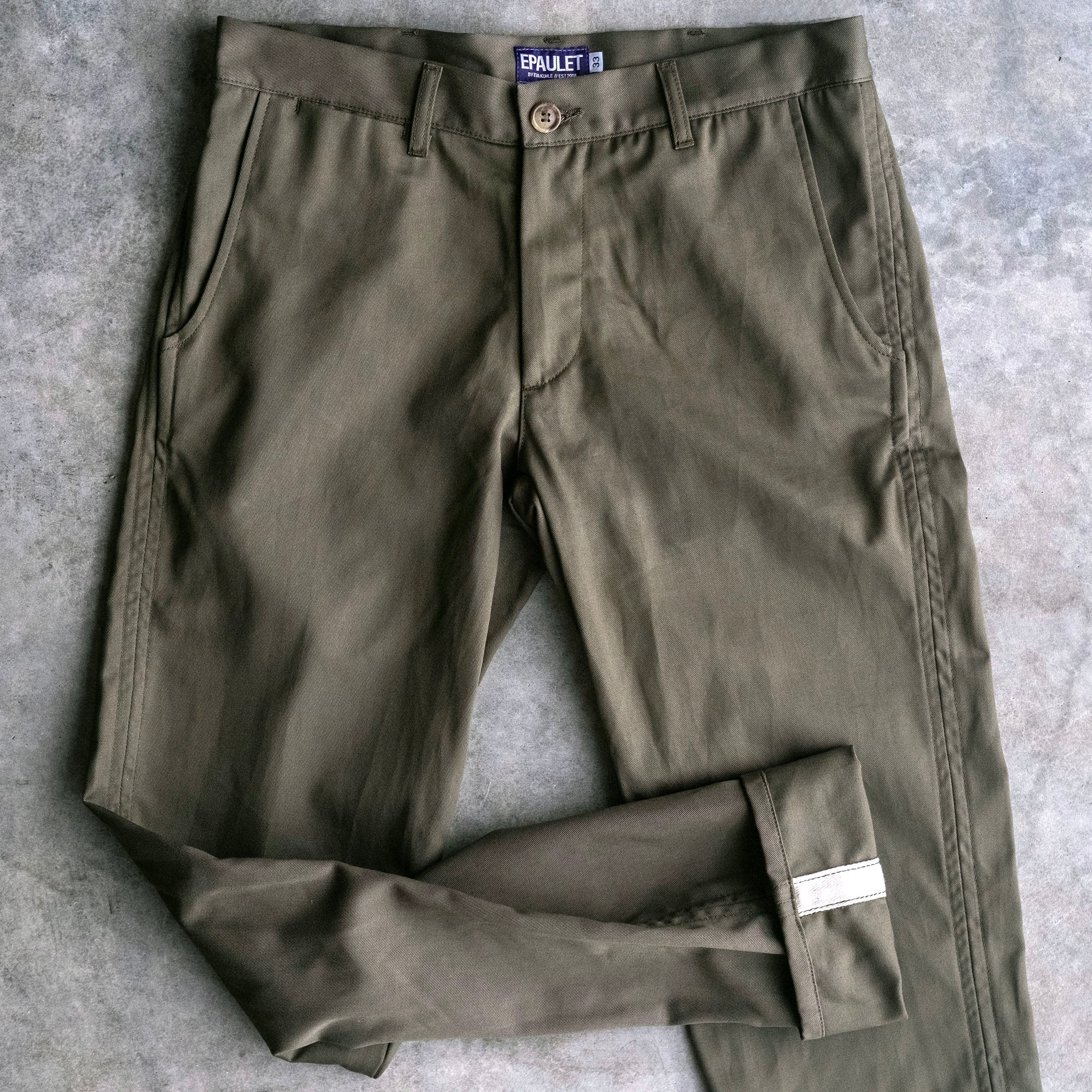 Rivet Chino Olive 8oz Mt. Vernon Cotton Twill Sz 34