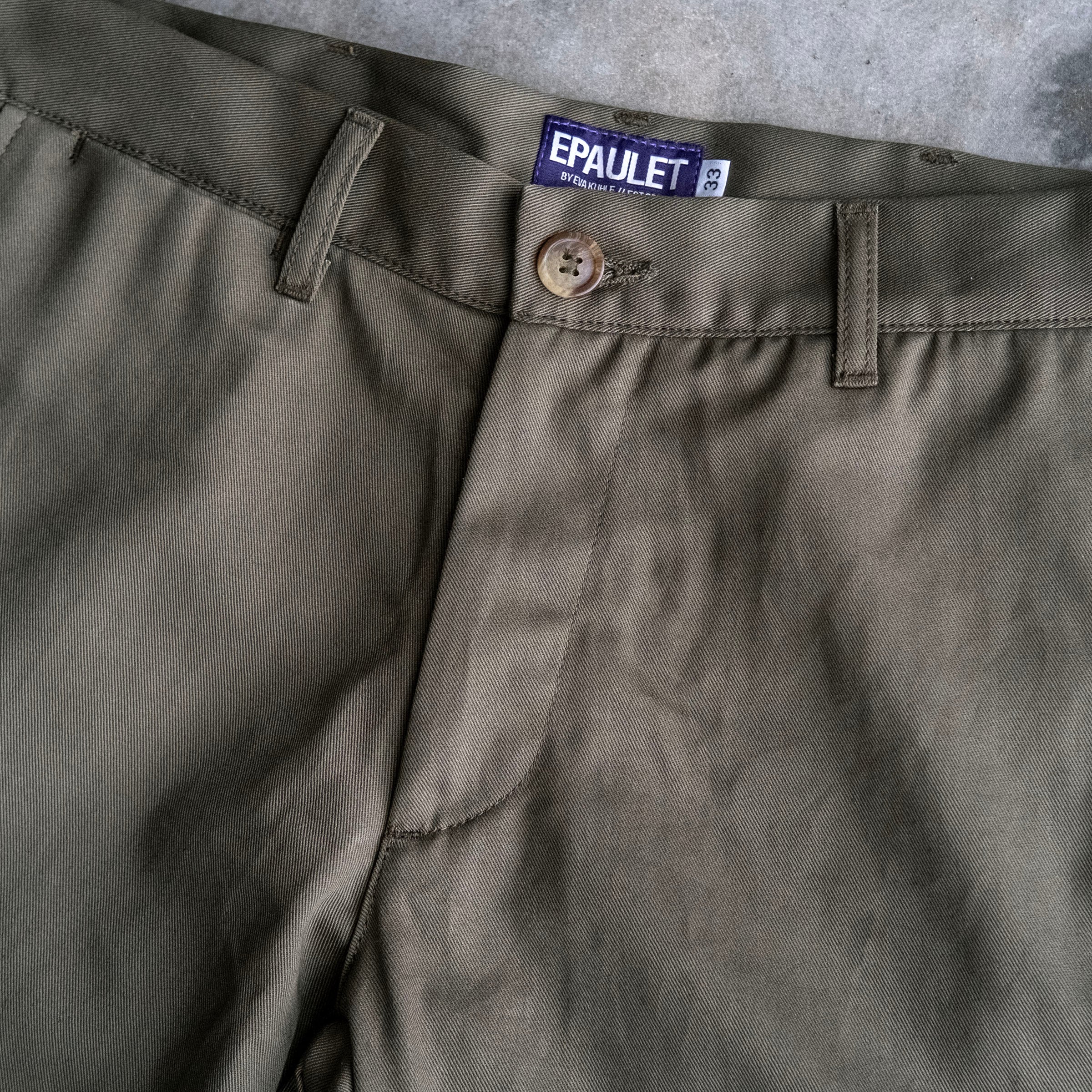 Rivet Chino Olive 8oz Mt. Vernon Cotton Twill Sz 34